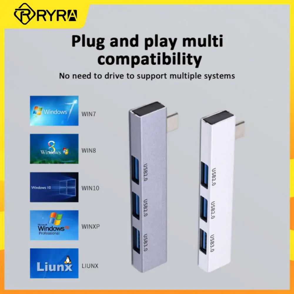 

Rira 3 порта Type-C концентратор многопортовый адаптер Универсальный USB 3,0 2,0 концентратор высокоскоростной портативный USB сплиттер для ПК Аксесс...