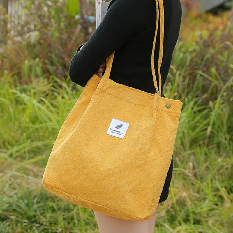 Women's Handbag Fashion Handbags Canvas Bags Corduroy Shoulder Bag Large Capacity Portable Students Office Workers Hand Tote Bag