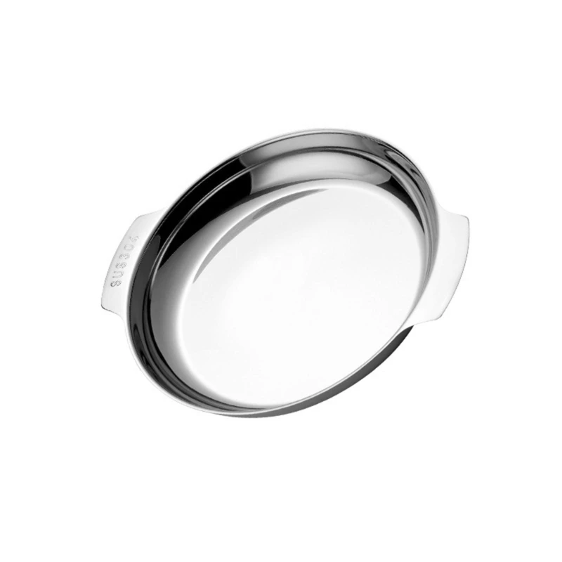 

Stainless Steel Dinner Plate Round Serving Tray with Handle Dessert Salad Plate