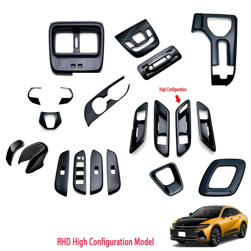 Фото Для Toyota Crown Cossover 2023 2024 2025 ABS черный цвет, крышка панели переключения передач, накладка, панель переключателя окна, подъемная крышка, аксессуары №1