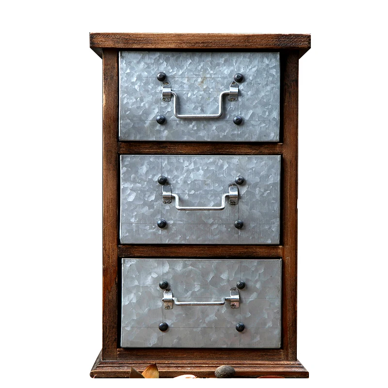 

desktop handmade retro shabby small drawers cabinet wood