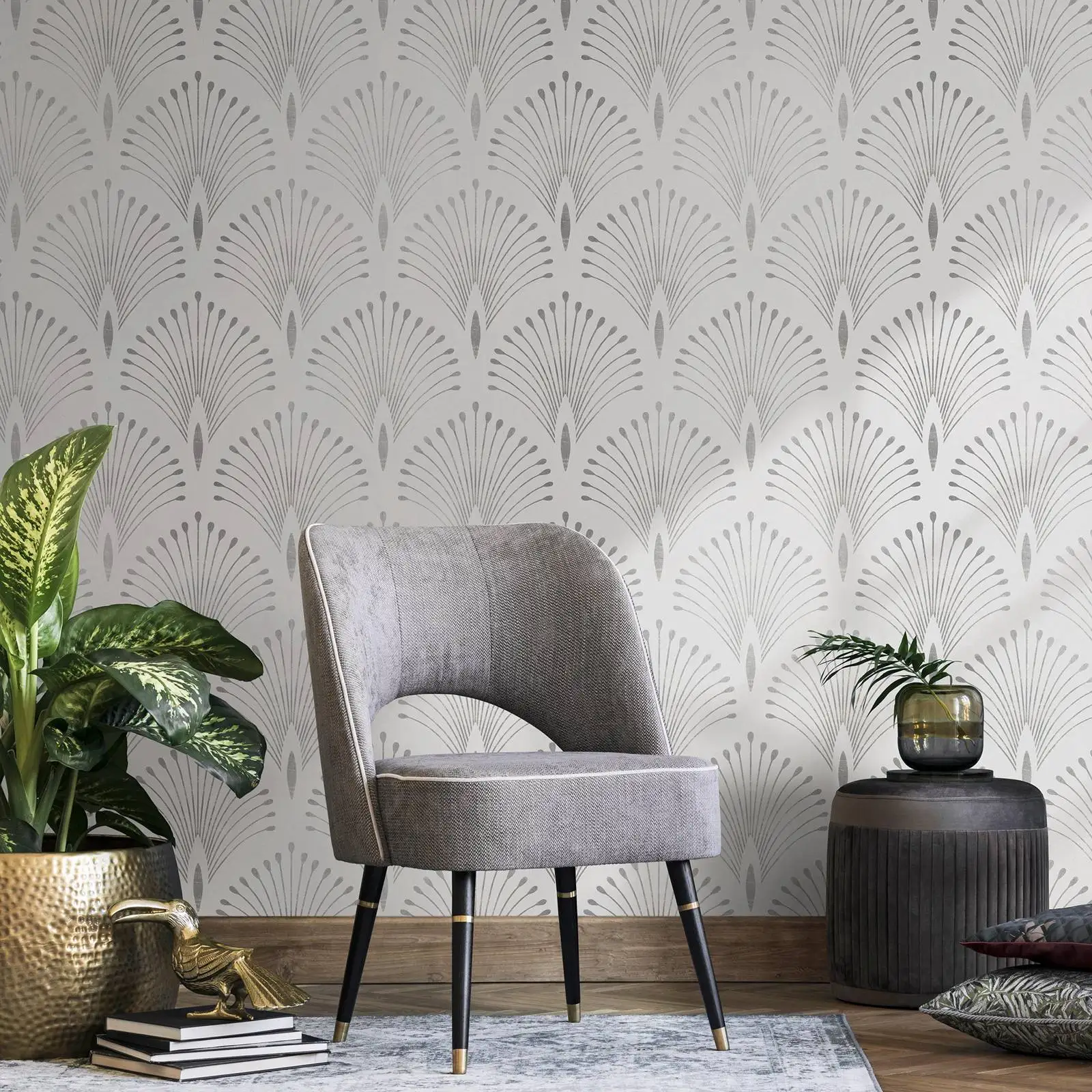 Серые минималистичные обои в стиле ар-деко для домашнего декора настенные
