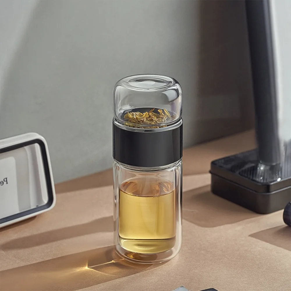 

Новая бутылка для воды из нержавеющей стали 304 с чайным фильтром, двойное остекление, заварочный светильник, многоразовая чашка для чая с разделением воды