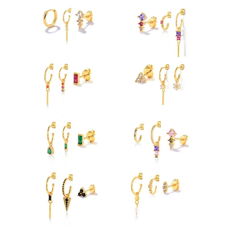 

CANNER Pearl Pendant Wedding Earring Set Colorful Jewelry Set Charms Ear Hoops Earrings For Women Piercing pendientes mujer