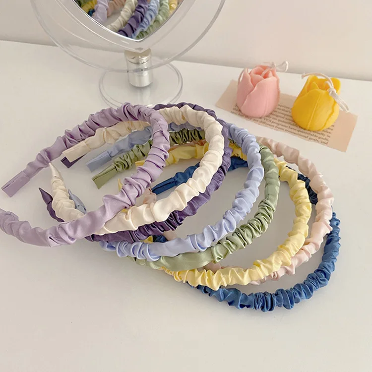 

Korean Hairbands for Woman Hair Accessories Candy Color Pleated Bowknot Headband Women Girls Hair Bands