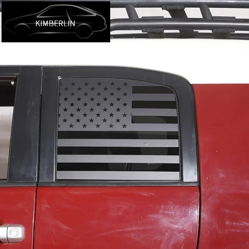 Фото Наклейка на заднее боковое стекло для Toyota FJ Cruiser 07-21, черная, с американским флагом, внешняя наклейка на заднее боковое стекло. №5