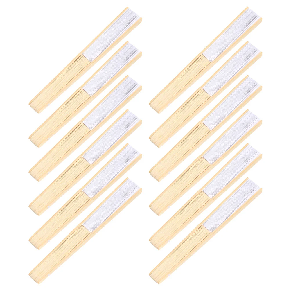 12 шт. складной веер ручной белый китайский тканевый для женщин бумага бамбук