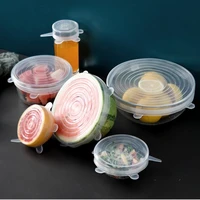 6pcs silicone stretch lids reusable airtight food wrap covers universal dish stretch lids for food fresh keeping kitchen tool