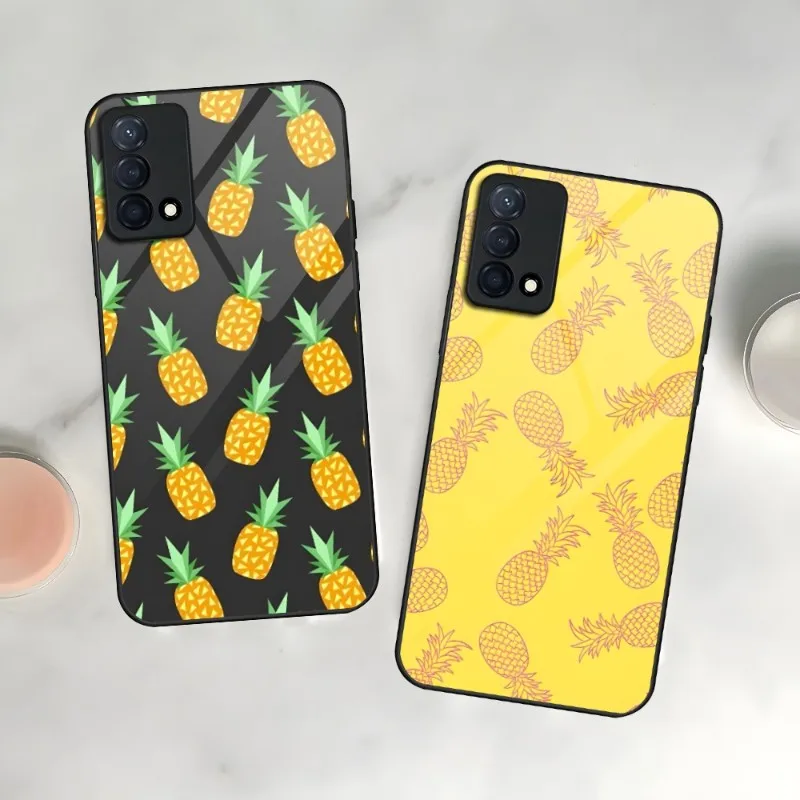 

Fruit Pineapple Phone Case For Oppo A54 A94 A92 A93 A55 A95 K9 K7 A15 Reno 5 7 6 4 Find X5 X3 X2 Toughened Glass