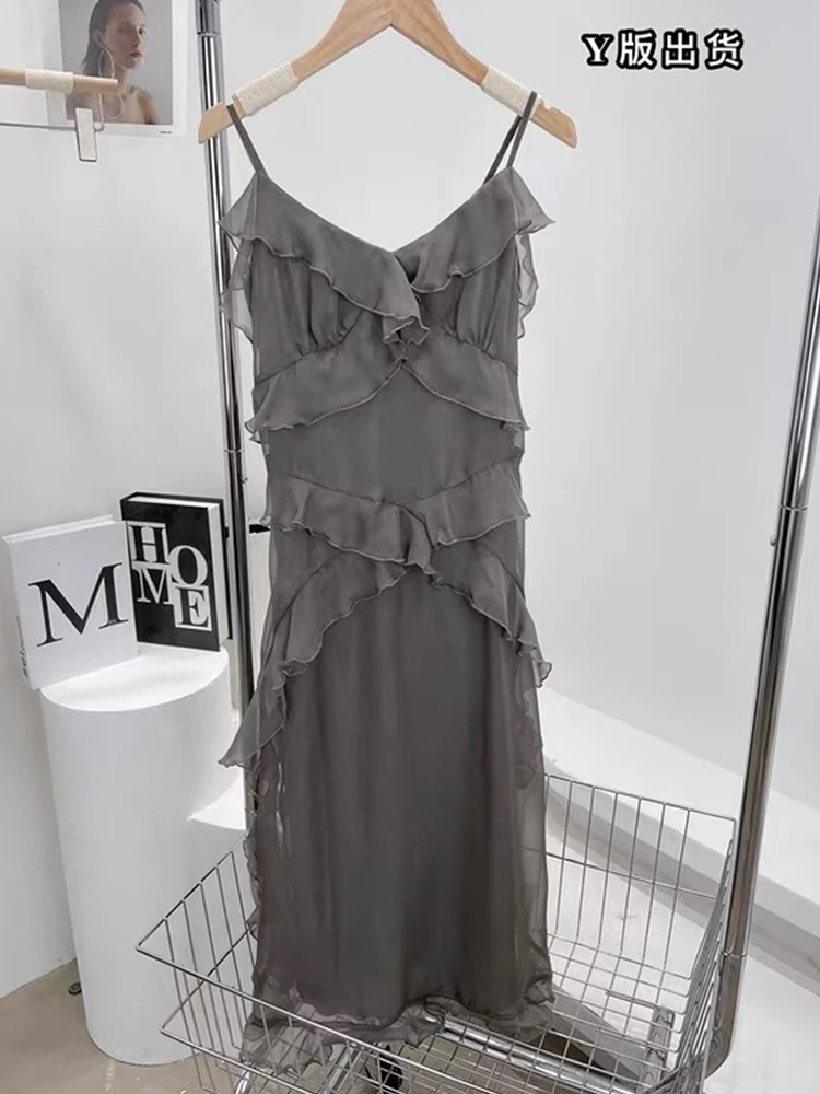 

Женское платье с V-образным вырезом, винтажное платье средней длины на тонких бретельках, в готическом стиле, в стиле пэчворк, лето 2022