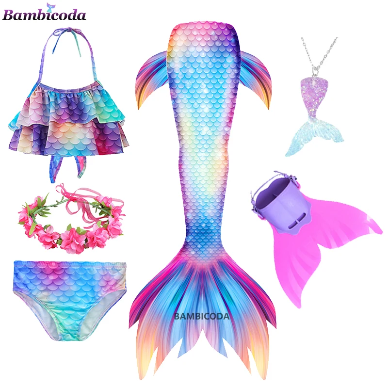 

2022 Girls Swimmable Mermaid Tail Bikini Swimsuit Anime Cosplay Dress Kids Girl Swimwear for Girls Ariel Costume Mermaid Cosplay