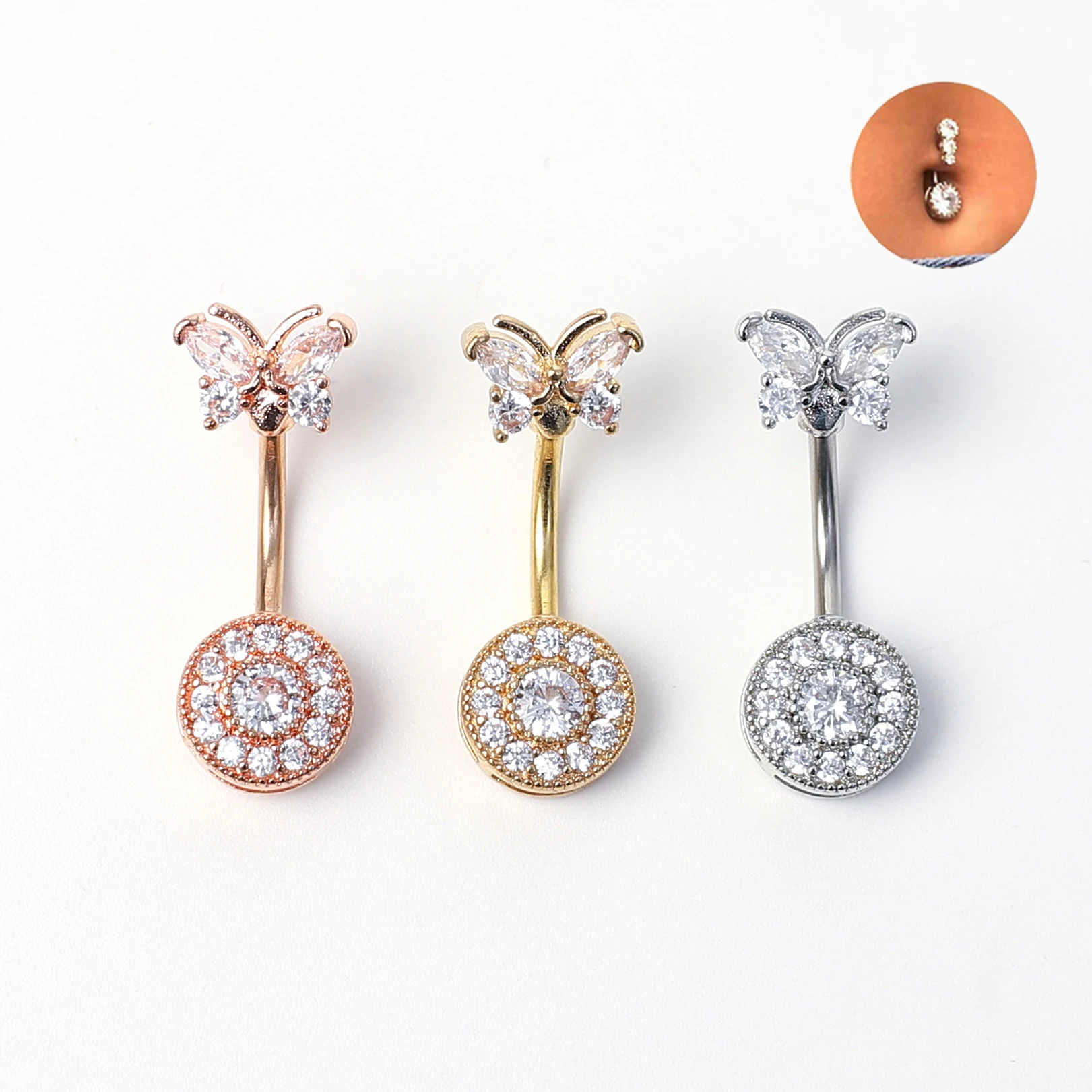 

Fashion 1pc Zircon Round Dangle Drop Belly Piercing Stainless Steel Belly Button Rings For Women Body Piercing Jewelry