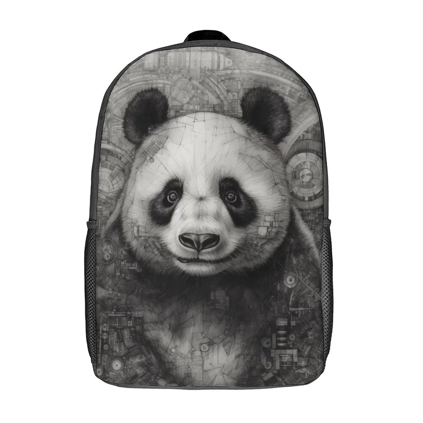 

Panda Backpack Pencil Drawing High Detail Teen Polyester Travel Backpacks Soft Cute High School Bags Rucksack