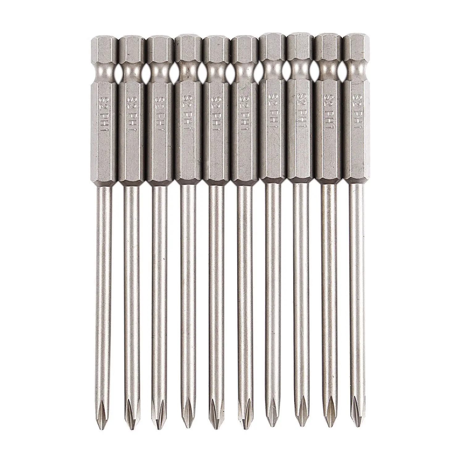 

1/4" Hex Shank Magnetic Cross Tip Phillips Driver Bit PH1 10 Pcs