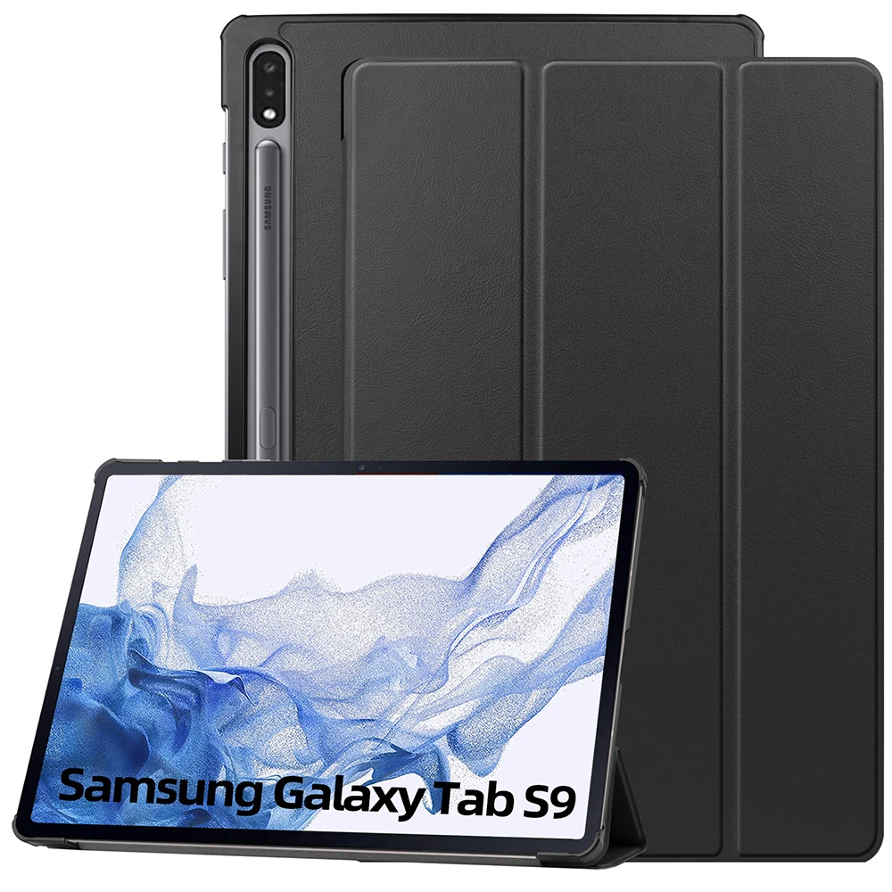 

For Samsung Tab S9 Plus Case 12.4" Trifold Magnetic Leather Stand Hard Smart Cover for Coque Galaxy Tab S9 11 2023 Case Funda
