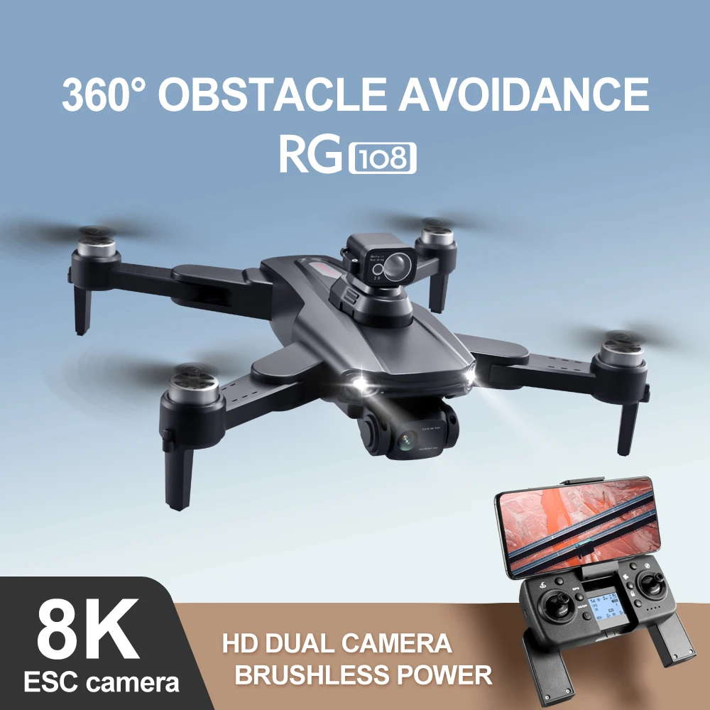 Профессиональный Дрон RG108 MAX, складной Квадрокоптер с двойной камерой 8K HD FPV 3 км GPS для аэрофотосъемки с бесщеточным Мотором, игрушки, новинка...