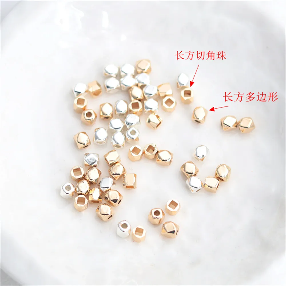 

3x4mm rectangular chamfered polygonal bead 14K Gold Plated Spacer Beads for DIY Jewelry Making Components Bracelets Accessories