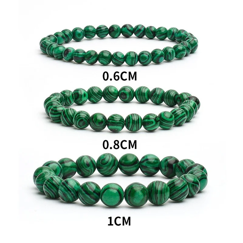 Chrysocolla Malachite Bracelet Women Men Natural Stone Beads Bracelet Round Diabetes Relief Bracelet Healing Lose Weight Jewelry images - 6