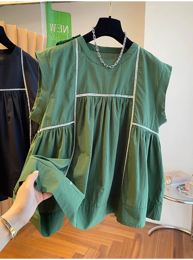 Блузка женская из хлопка и льна элегантный свободный однотонный топ без рукавов