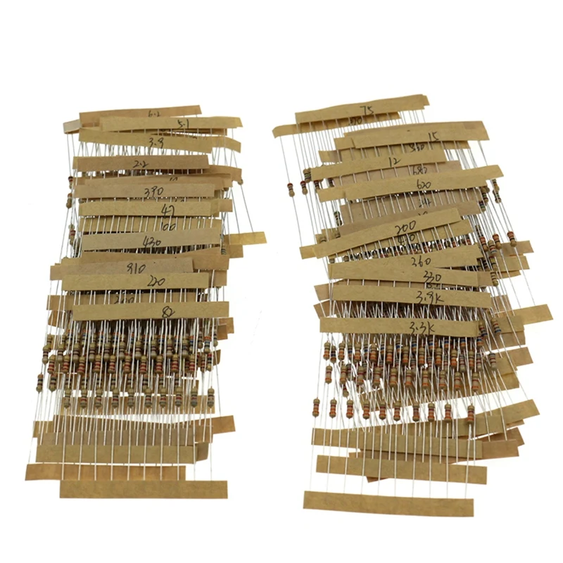 

1220Pcs Resistor Kit 1/4W 5% 0.33 Ohm-4.7M Ohm 122 Value X10 Resistor Resistor Package Carbon Film Resistor Package