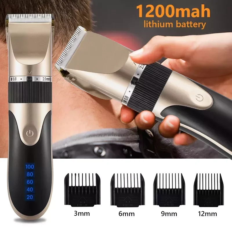 Hair Clipper Men's Barber Beard Trimmer Rechargeable Hair Cutting Machine Ceramic Blade Low Noise Adult Kid Haircut enlarge