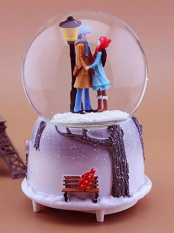 

Automatic Spray Snowflake Sky City Crystal Ball Music Box Romantic Couple Valentine's Day Gift Drifting Snow Decor Decorations