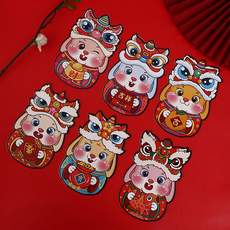 

6 шт, 2023, китайский новый год, кролик, красные пакеты, праздник весны, фотоальбом