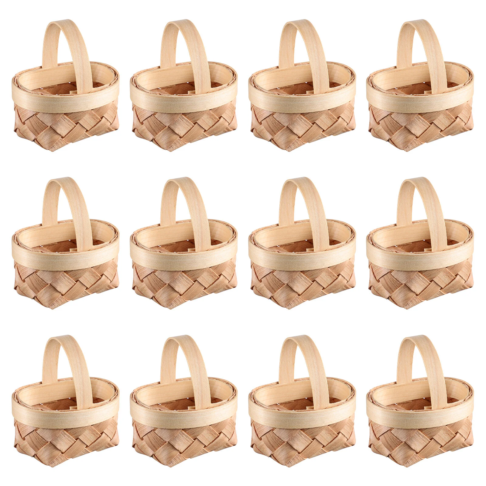 

12 Pcs Woven Basket Weave Mini Candy Wood Baskets Small Gift Wooden Party Favors Baby