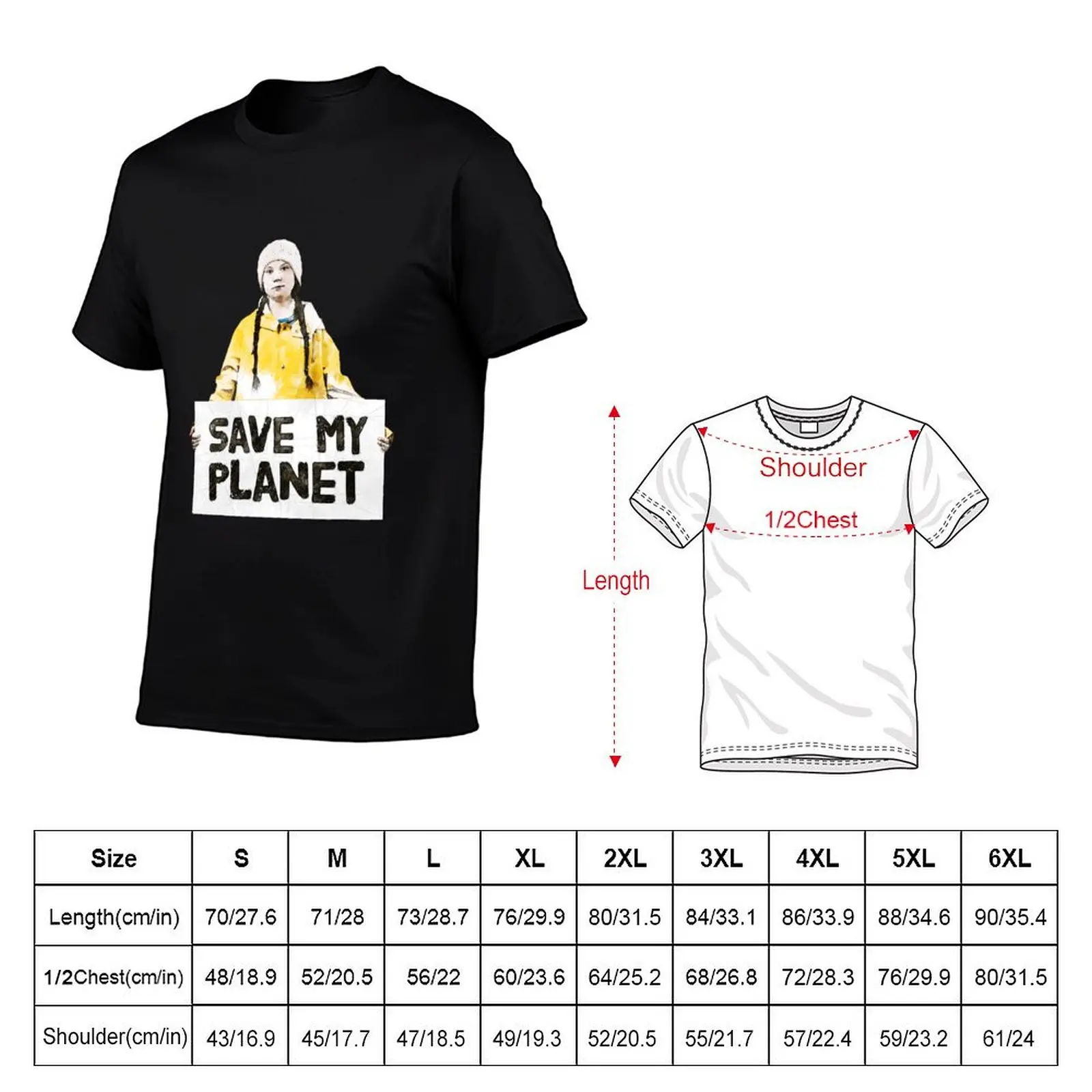 Футболка Save MY Planet - Greta Thunberg, повседневная универсальная футболка с короткими рукавами (art.: 3920dbe780640) - 3920dbe780640