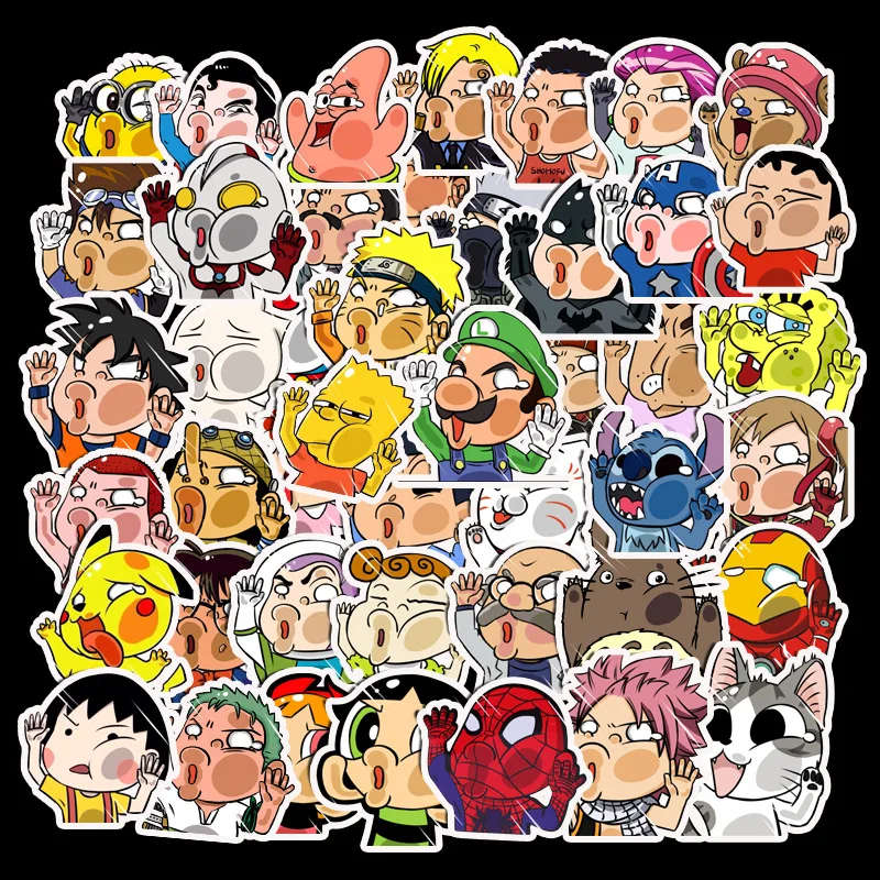

10/50pcs Face Hit Glass Anime Characters Funny Style Cute Stickers Toys for Mobile Phone Laptop Suitcase Skateboard Cartoon Stic
