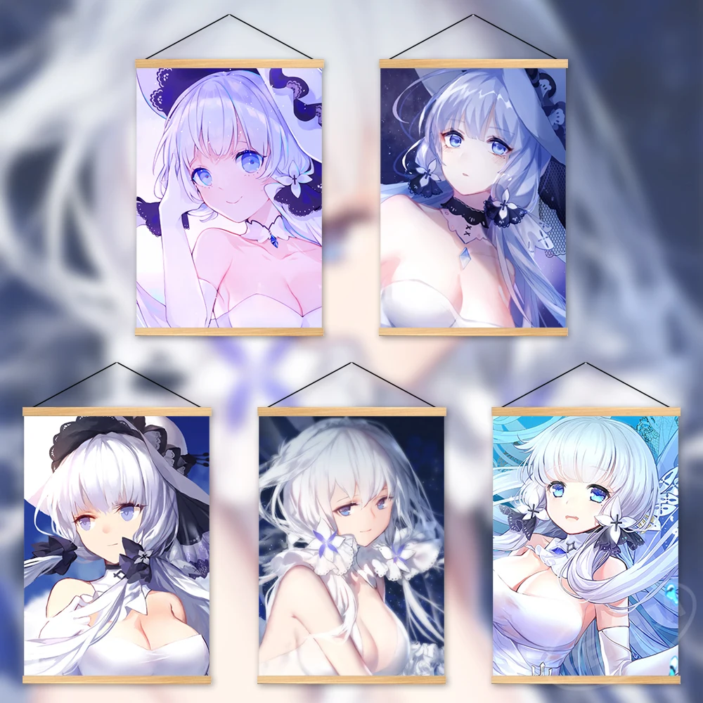 

Canvas Prints Azur Lane Wooden Hanging Poster Hms Illustrious Wall Art Painting Living Room Game Modular Picture Home Decoration