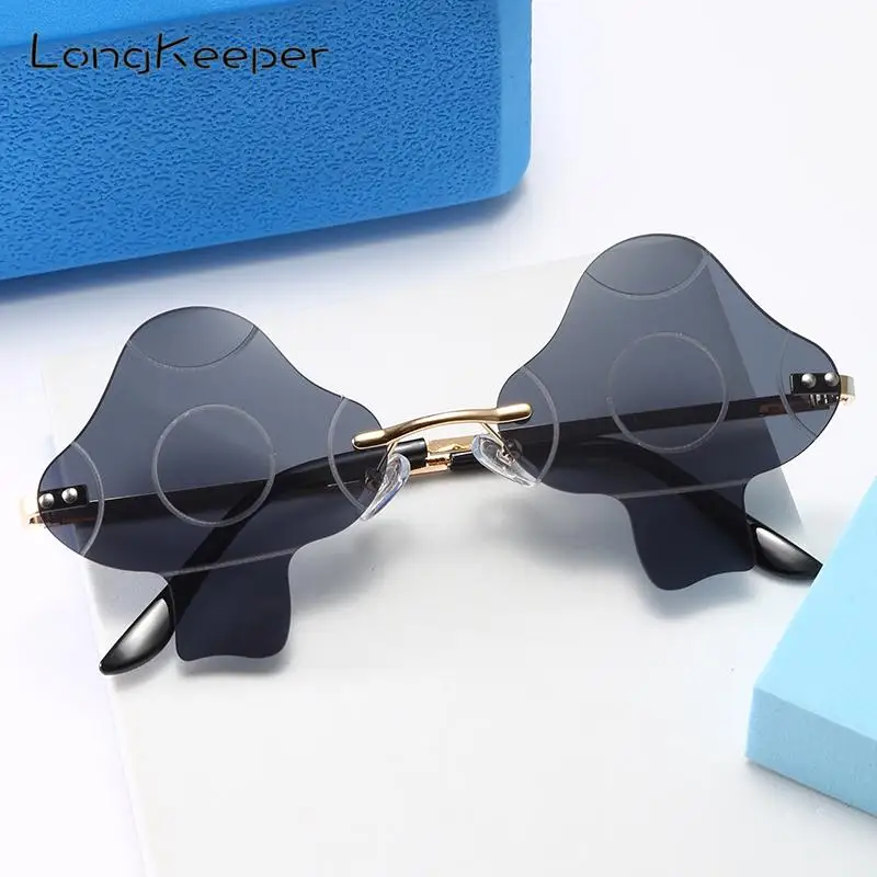 

2023 Vintage Irregular Mushroom Shape Sunglasses Fashion Sunglasses Women Men Rimless Sun Glasses for Shades Party Eyewear Uv400