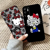 cute cartoon hello kitty phone case for xiaomi redmi note 10 10s 10t pro for redmi note 10 5g coque funda carcasa black back
