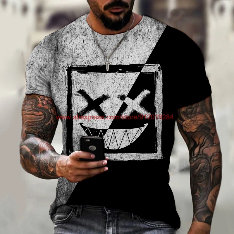 

Летняя мужская футболка с 3d принтом, серия Smiley Xx Element, для отдыха и спорта, уличная одежда в стиле хип-хоп, с коротким рукавом, топы большого ра...