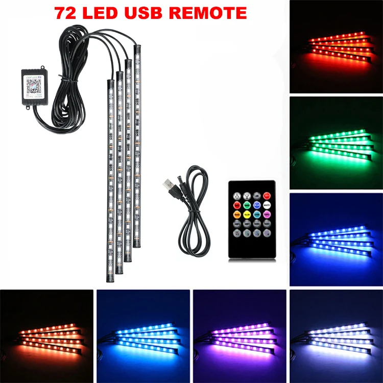 

Неоновые RGB LED-ленты Для Освещения Ног В Салоне Автомобиля, Комплект С Музыкальным Управлением, Пультом И Приложением