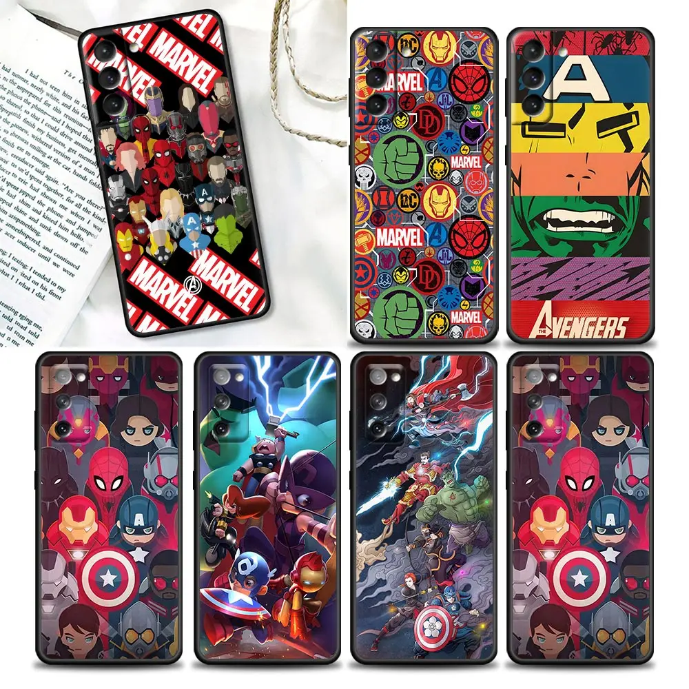 

Marvel Avengers Cartoon Comic Anime Phone Case For Samsung Galaxy S23 S22 S21 S20 Fe 5G S8 S9 S10e Plus Ultra Black Cover Fundas