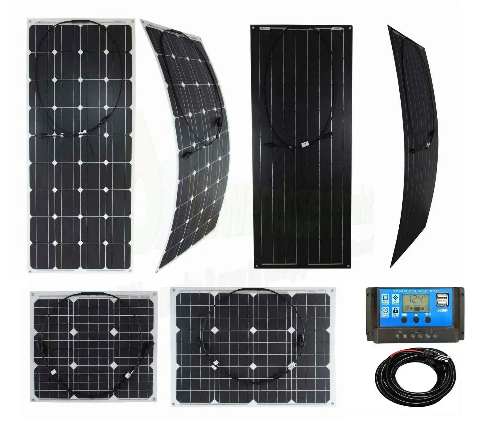 

30/50/100w Flexible Solar Panel PV Photo-voltaic Boat Marine Caravan Home Flexi