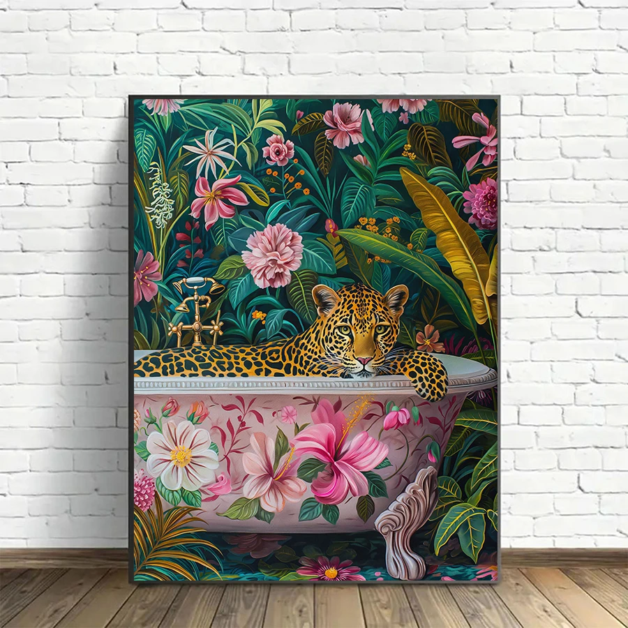 

Леопард в ванне, печать на холсте, RELIABLI ART