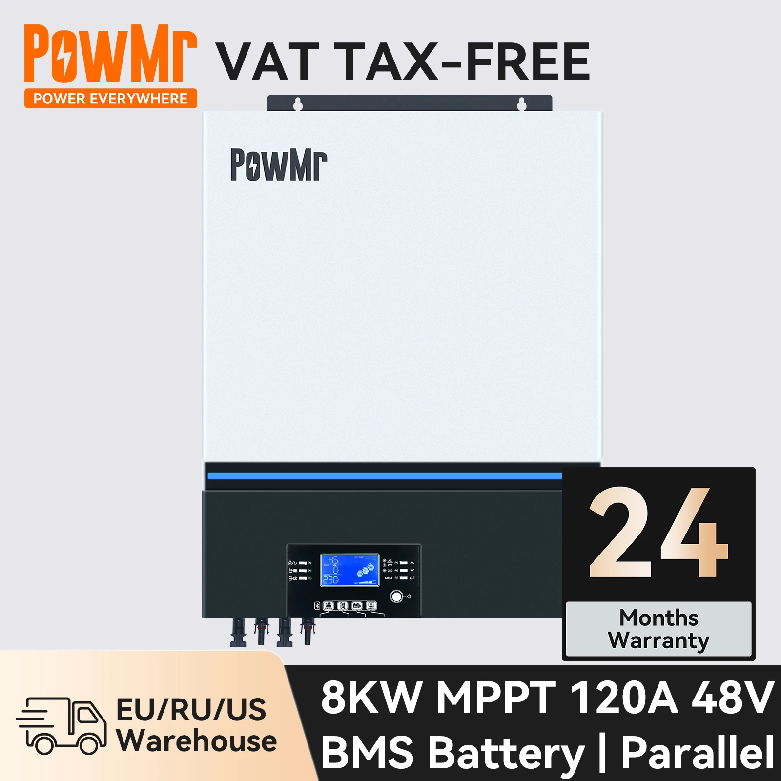 

Инвертор солнечный PowMr, 48 В, 8 кВт, гибридный инвертор MPPT, максимальный вход PV, 500 В, 8000 Вт, а, встроенный аккумулятор с поддержкой Wi-Fi, BMS, для свя...