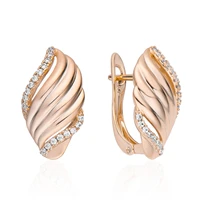 hanreshe shell earrings graceful curve rose gold color drop earrings for fashion woman luxurious headdress jewelry gift