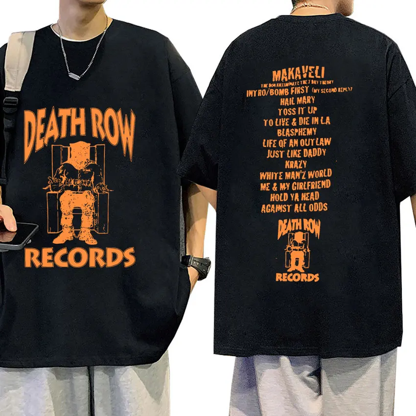 Death Row Records T-Shirt Men Women Hip Hop Style T-shirts Retro Rapper Tupac 2pac Cotton Short Sleeve T Shirt Gothic Streetwear
