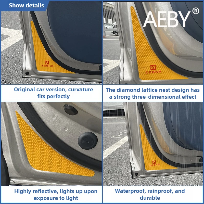 AEBY для ZEEKR 007 2024 2025 светоотражающая наклейка на дверь автомобиля, предупреждающая полоса безопасности для предотвращения столкновений, защитная пленка для ночного видения (art.: 3920d2c60157e) - 3920d2c60157e