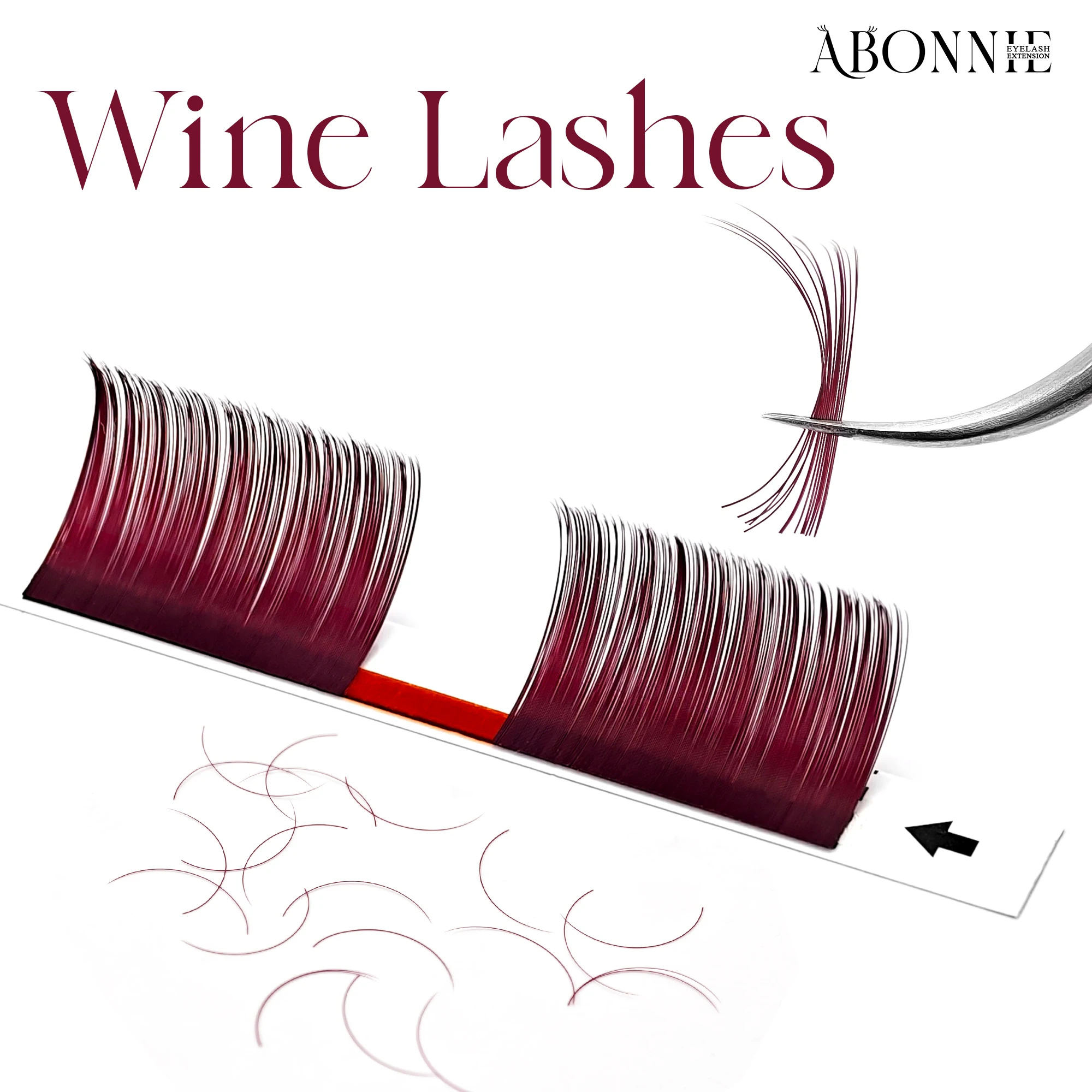 Фото Наращивание ресниц LB LC Burgundy Lashes Wine Red Classic, объемные ресницы Abonnie Lash Russian Volume, пушистые ресницы для эффекта «лисьих глаз» №3