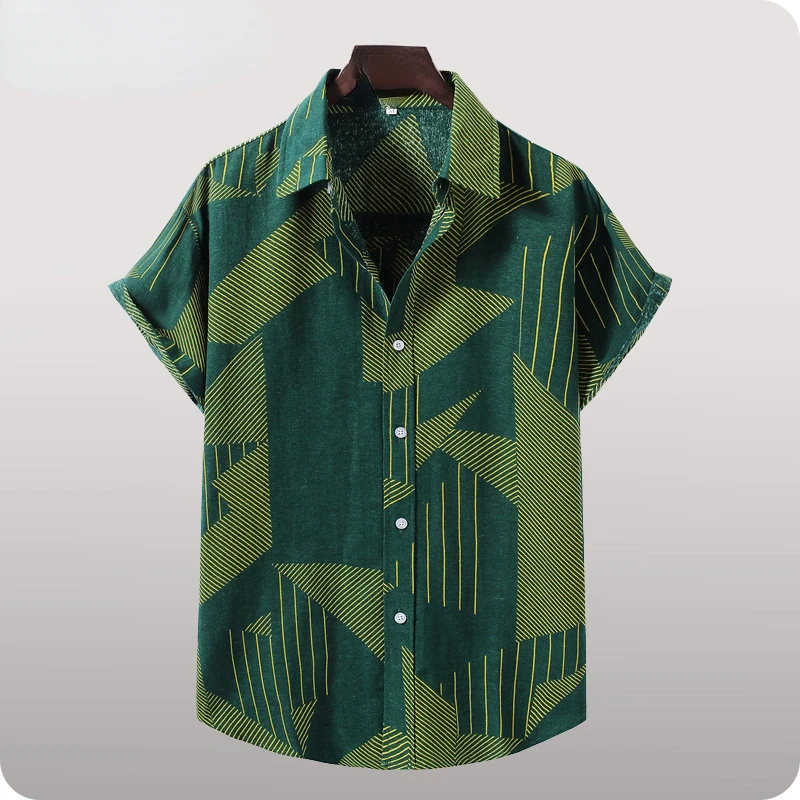 

2022 Men's Shirts Summer Hawaiian Shirts Abstract Print Short Sleeves T-Shirt TopsCasual Men's Blouse Clothing Loose Shirt Beach