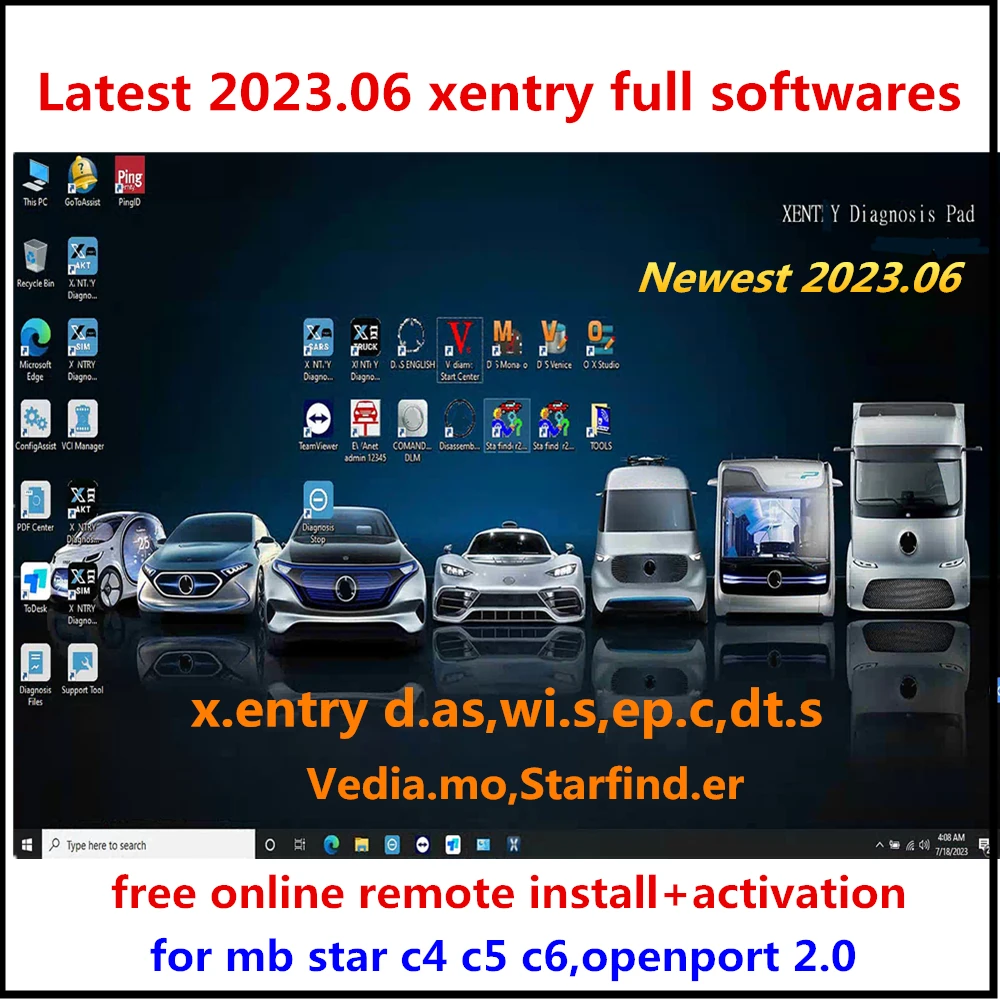 Последнее диагностическое программное обеспечение V2023.06 Xentry DAS D T.S,Ve.diamo,W I.S,EPC для Benz Cars MB Star C4 C5 C6 инструмент Openport 2,0 сканер