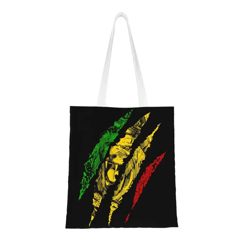 

Funny Printed Warrior Lion Of Judah King Rasta Reggae Jamaica Roots Tote Shopping Bag Washable Canvas Shopper Shoulder Handbag