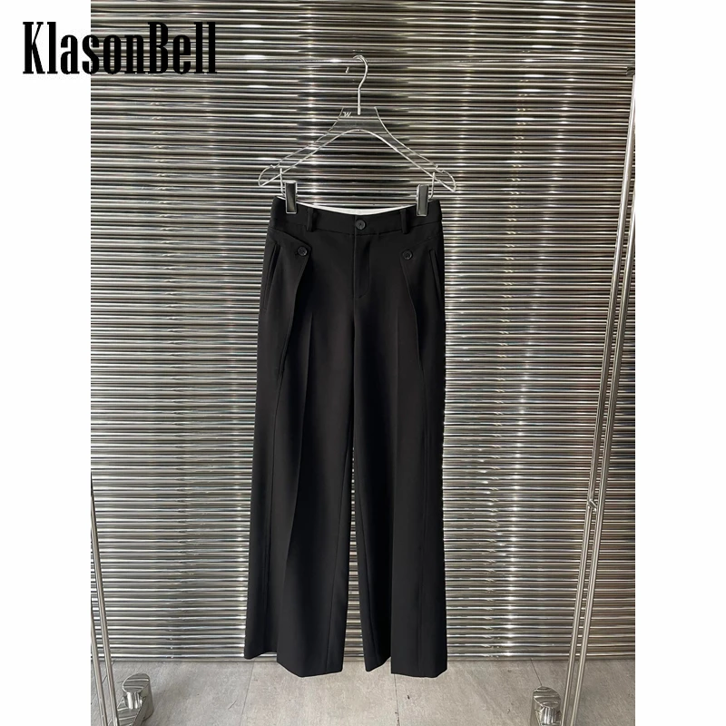 

9.24 KlasonBell Black Loose Straight Wide Leg Pants Women