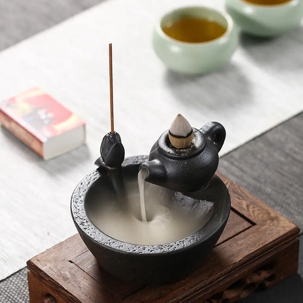 

Waterfall Incense Burner Backflow Ceramic Incense Holder Incense Fountain Backflow Incense Cones for Home Decor Office