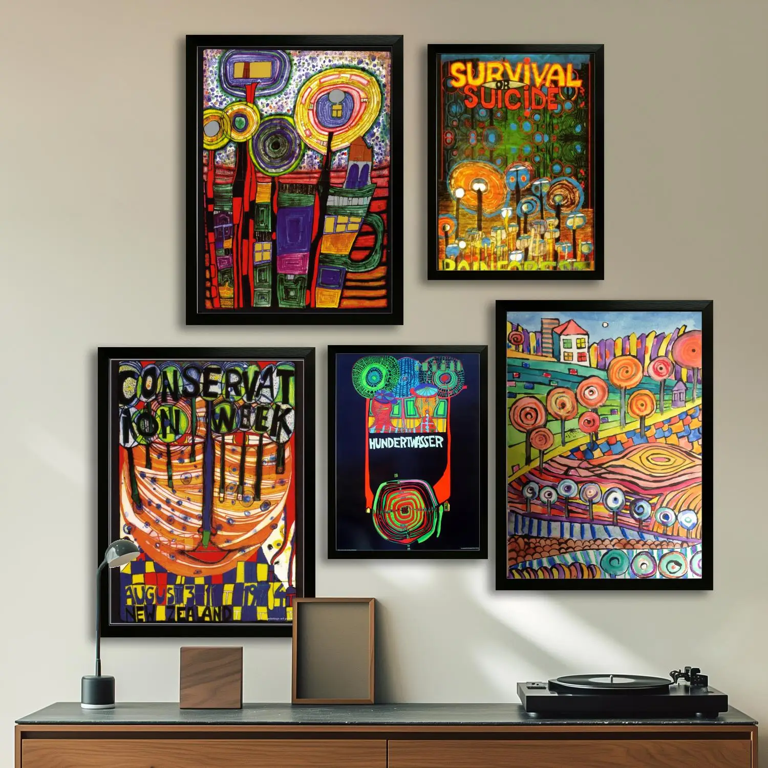 Hundertwasser Холст Художественный постер Настенное искусство Картина с принтом