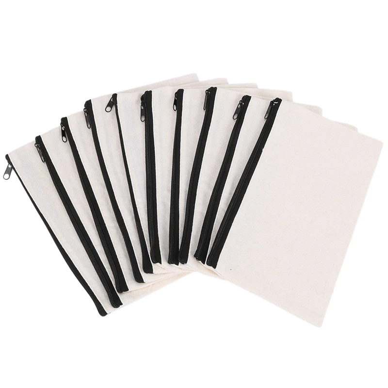 

50Pcs Canvas Makeup Bags Canvas Zipper Pouch Bags Pencil Case Blank DIY Craft Bags Cosmetic Pouch